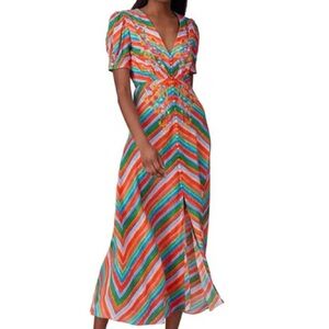 Saloni Lea striped midi dress
